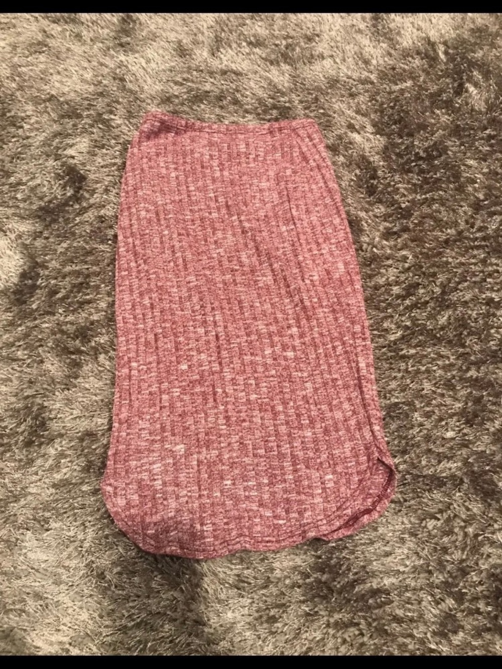 La Hearts Ribbed Pink Midi Pencil Skirt